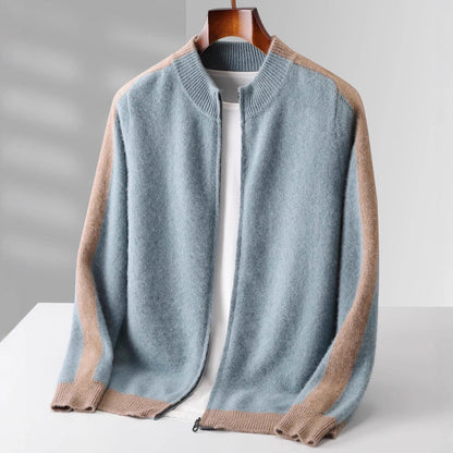 Portofino | Men's Cashmere Zip Cardigan with Contrast Trim for Gala