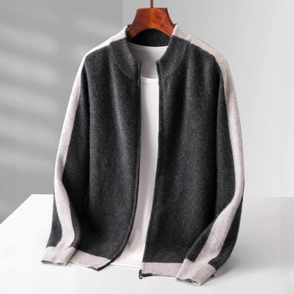Portofino | Men's Cashmere Zip Cardigan with Contrast Trim for Gala