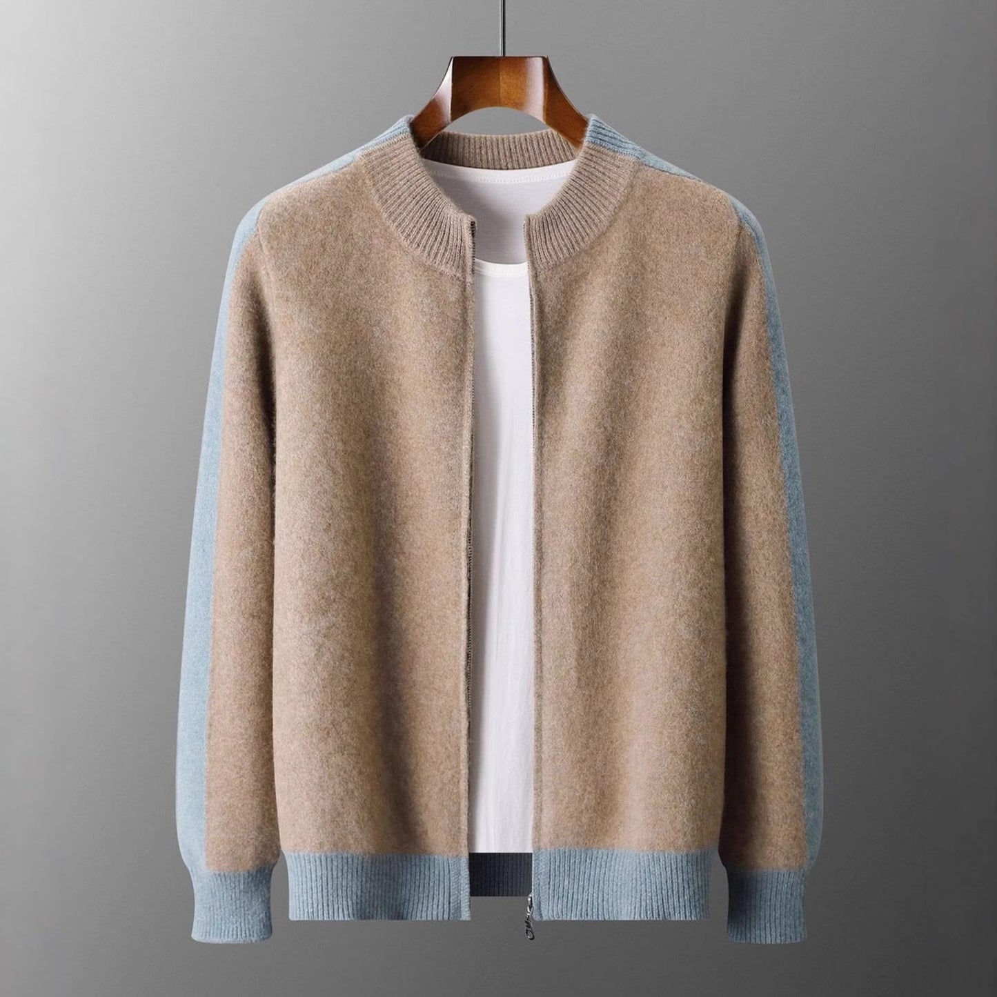 Portofino | Men's Cashmere Zip Cardigan with Contrast Trim for Gala
