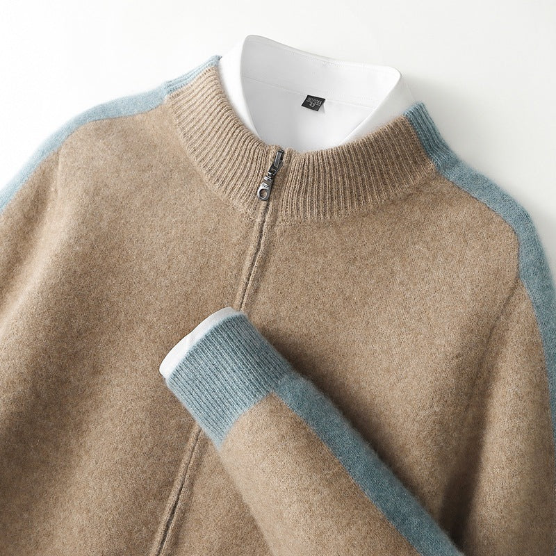 Portofino | Men's Cashmere Zip Cardigan with Contrast Trim for Gala
