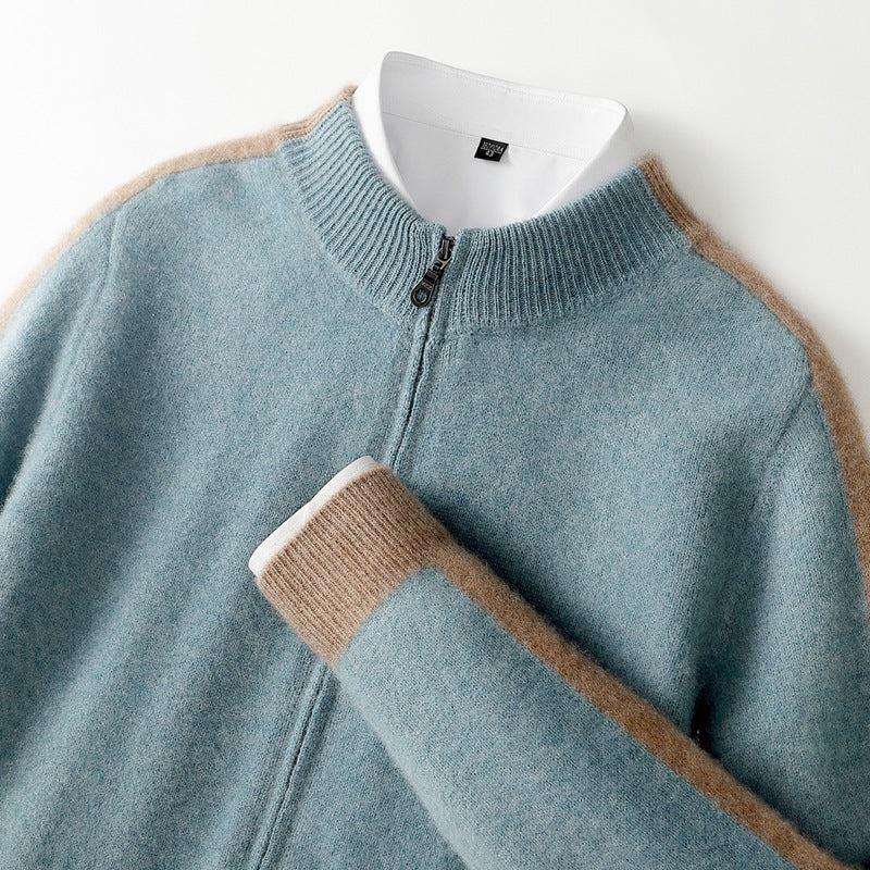 Portofino | Men's Cashmere Zip Cardigan with Contrast Trim for Gala