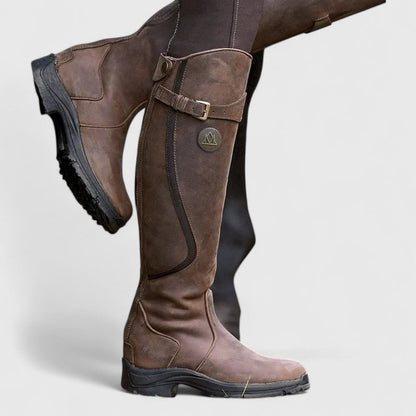 Octavia | Women's Leather Knee-High Boots Cushioned Buckle