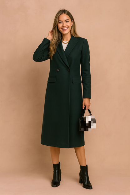 Blanche | Women's Wool Double-Breasted Longline Coat for Gala