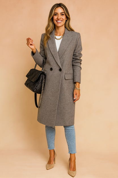 Blanche | Women's Wool Double-Breasted Longline Coat for Gala