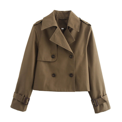 Celine | Women's Double-Breasted Cropped Trench Coat for Gala