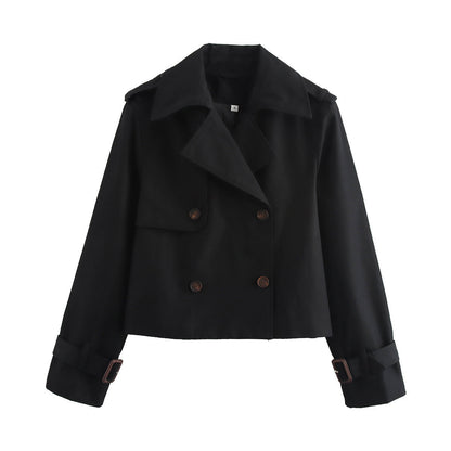 Celine | Women's Double-Breasted Cropped Trench Coat for Gala