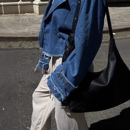 Brigitte | Women's Cropped Denim Jacket Vintage Fringe Style