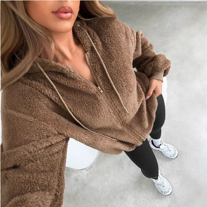 Adelyn | Women's Plush Fleece Zip-Up Hoodie Jacket for Bonfire Night