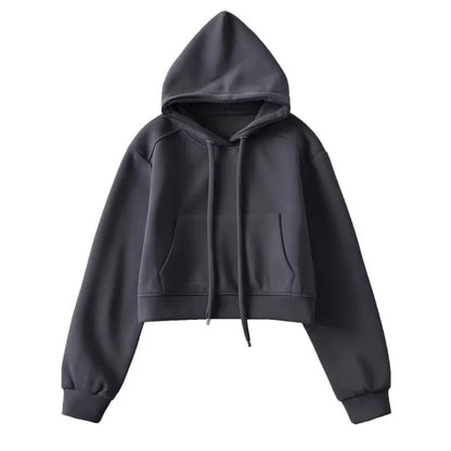 Rosalie | Women's Cropped Hoodie Sweatshirt Kangaroo Pocket