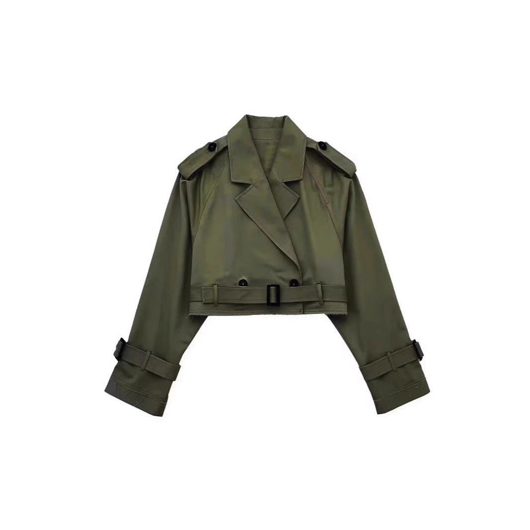 Leonie | Women's Modern Cropped Trench Coat with Belt for Conference