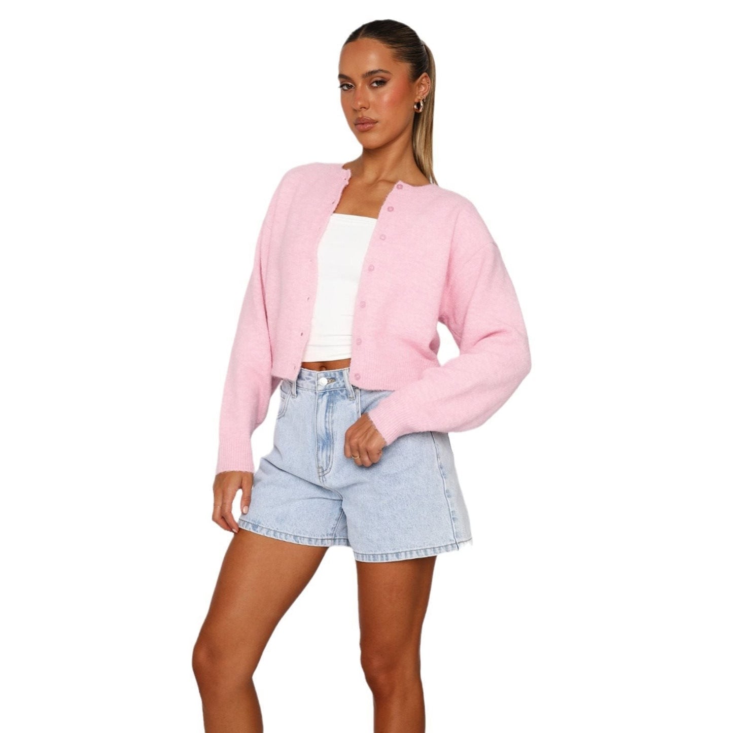 Margaux | Women's Cropped Cardigan Knitted Button Closure