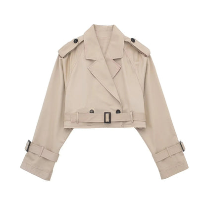 Leonie | Women's Modern Cropped Trench Coat with Belt for Conference