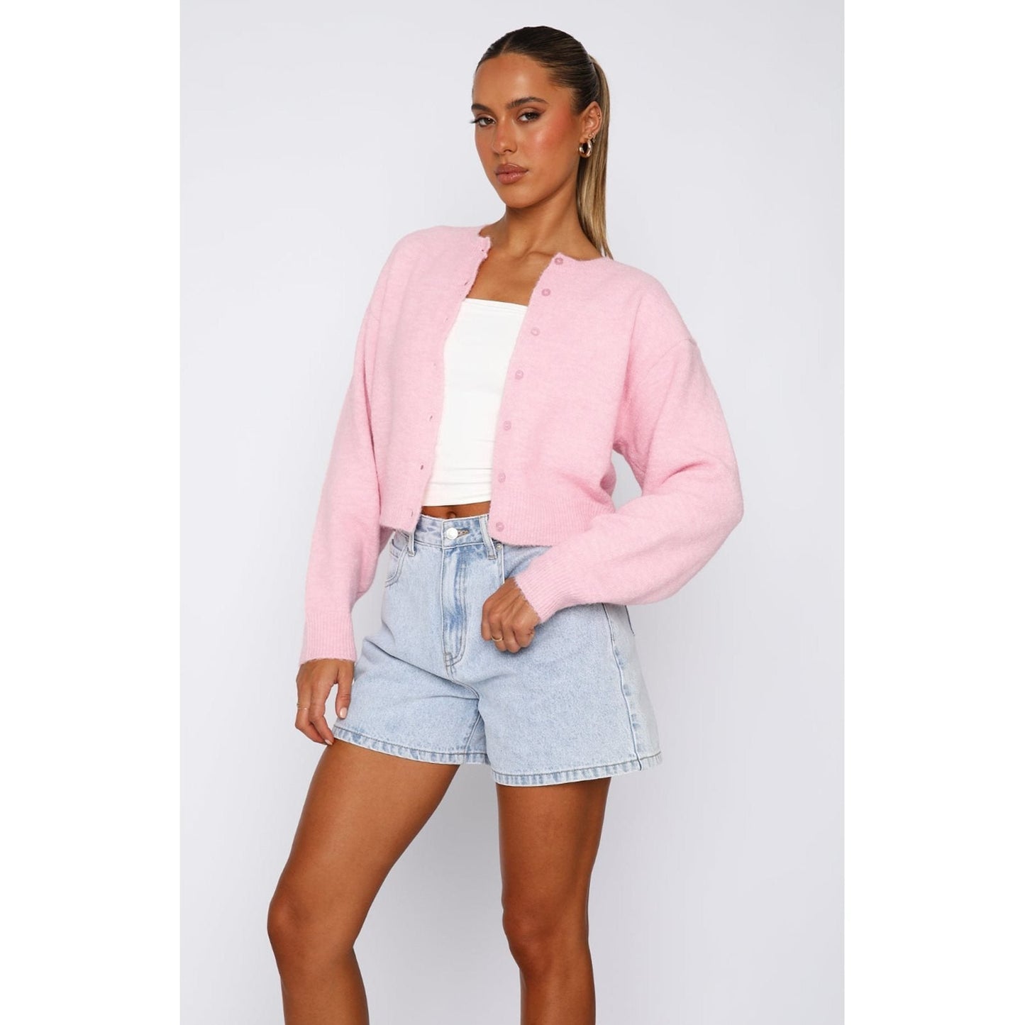 Margaux | Women's Cropped Cardigan Knitted Button Closure