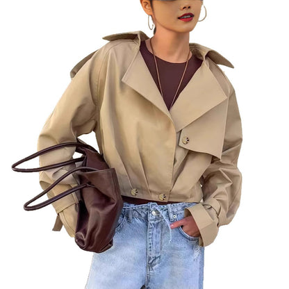 Vivienne | Women's Cropped Trench Coat Innovative Sleeves for Brunch