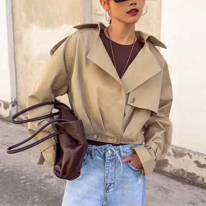 Vivienne | Women's Cropped Trench Coat Innovative Sleeves for Brunch