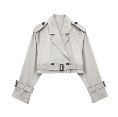 Leonie | Women's Modern Cropped Trench Coat with Belt for Conference