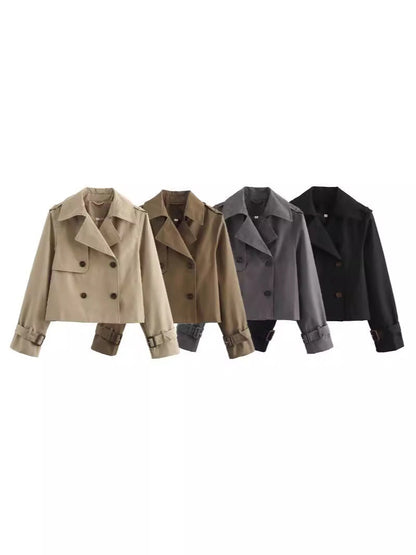 Celine | Women's Double-Breasted Cropped Trench Coat for Gala