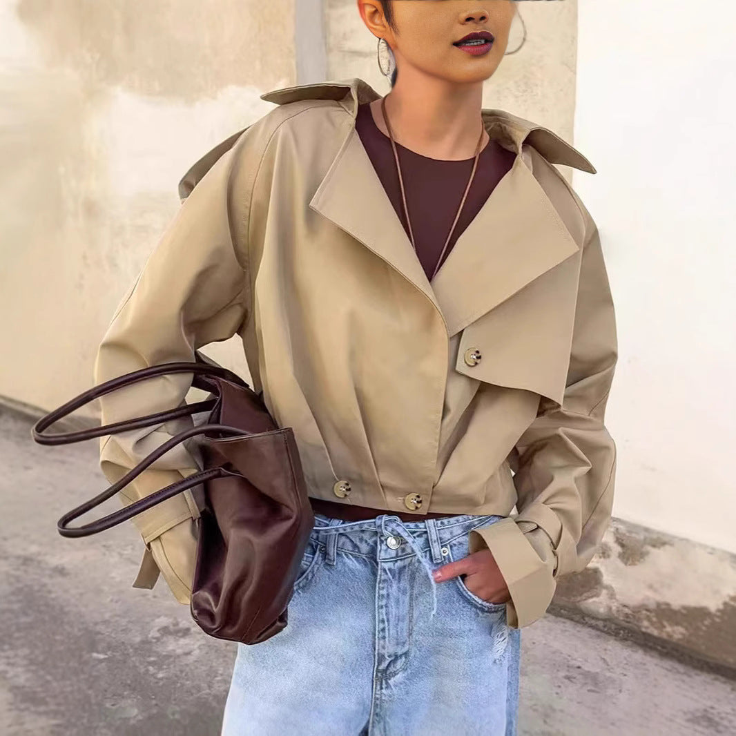 Vivienne | Women's Cropped Trench Coat Innovative Sleeves for Brunch