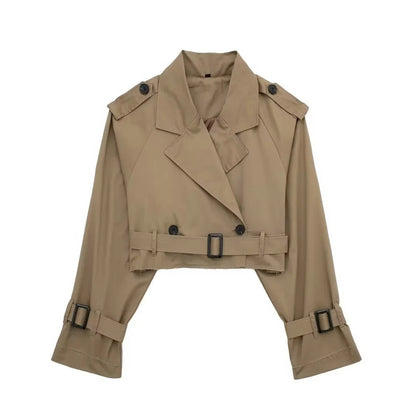 Leonie | Women's Modern Cropped Trench Coat with Belt for Conference