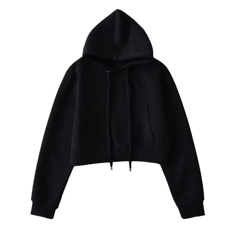 Rosalie | Women's Cropped Hoodie Sweatshirt Kangaroo Pocket