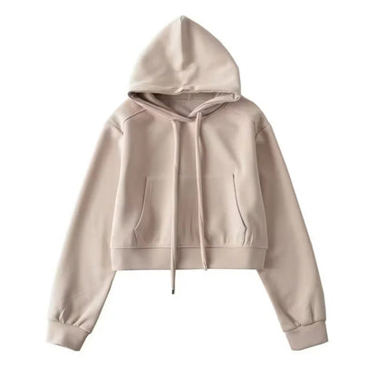 Rosalie | Women's Cropped Hoodie Sweatshirt Kangaroo Pocket