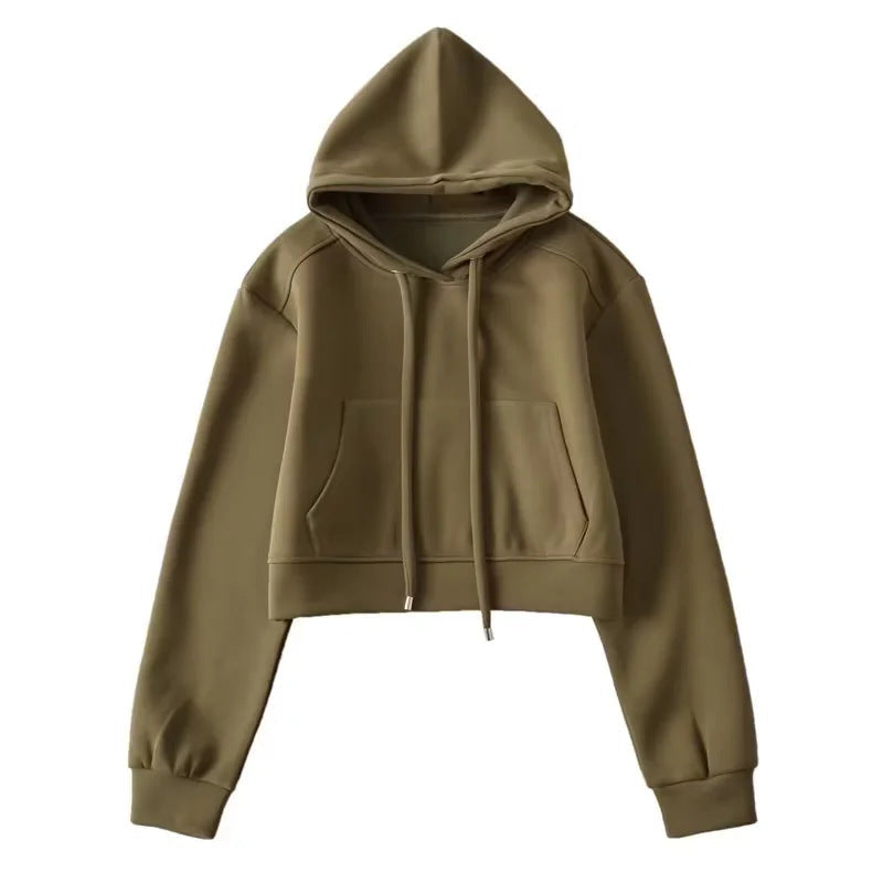 Rosalie | Women's Cropped Hoodie Sweatshirt Kangaroo Pocket
