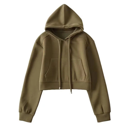 Rosalie | Women's Cropped Hoodie Sweatshirt Kangaroo Pocket