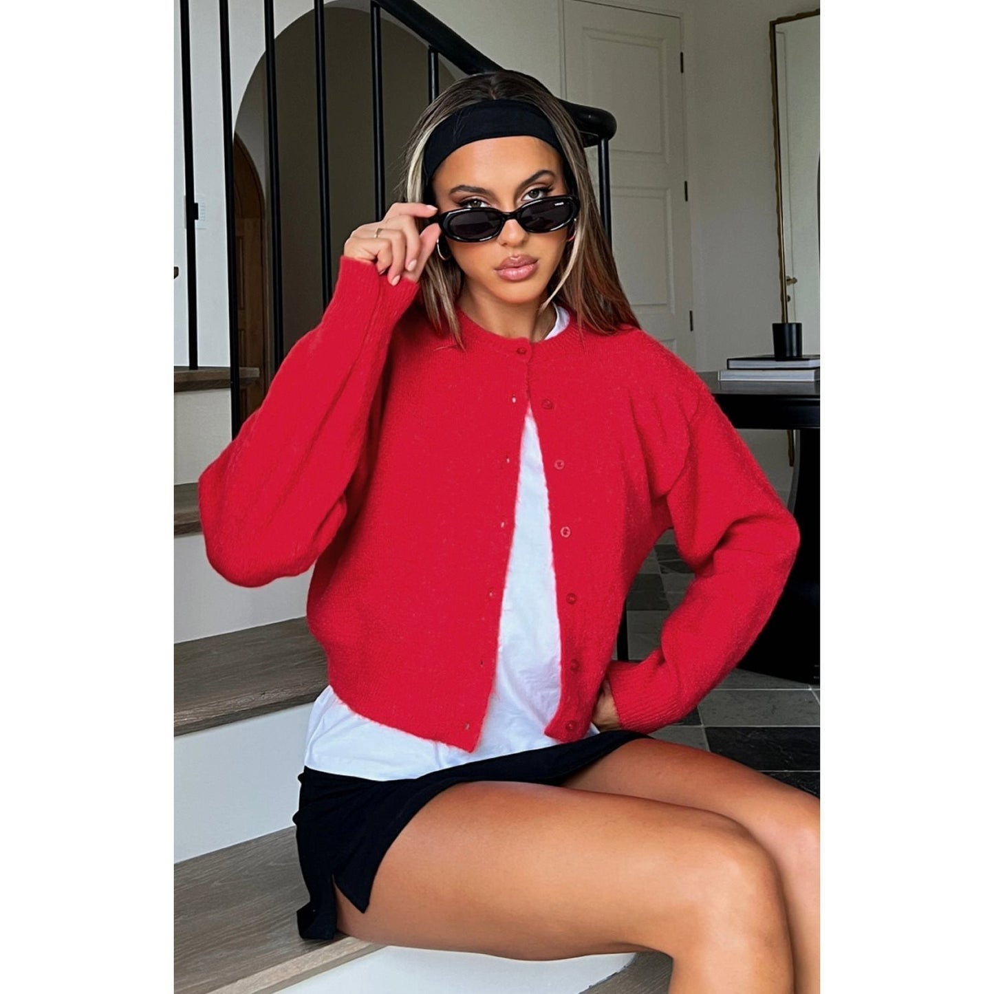 Margaux | Women's Cropped Cardigan Knitted Button Closure