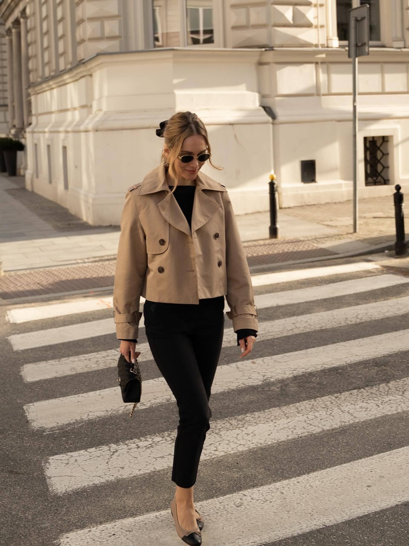 Celine | Women's Double-Breasted Cropped Trench Coat for Gala