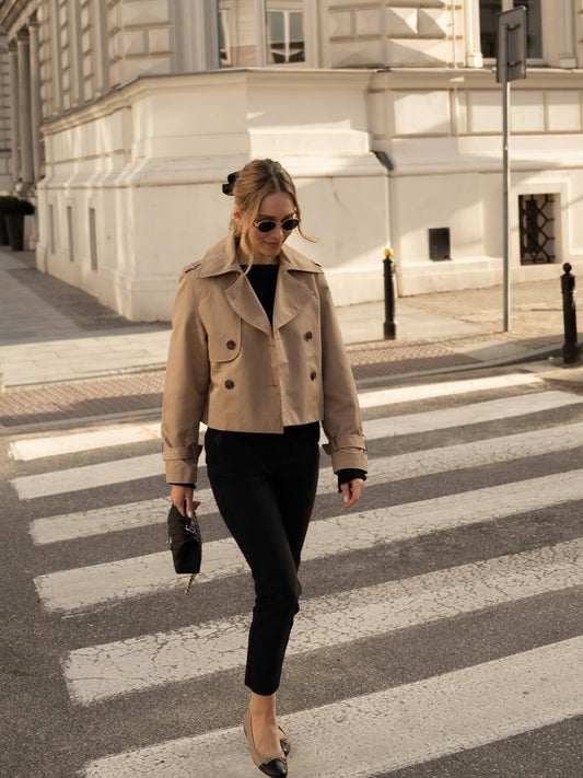 Celine | Women's Double-Breasted Cropped Trench Coat for Gala