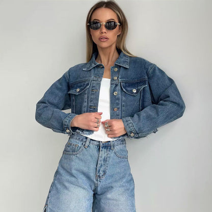 Camille | Women's Cropped Denim Jacket Casual Fringe Detail