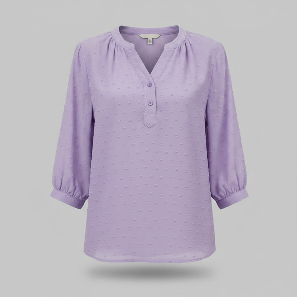 Patchwork Damebluse med Krave | Løs Pasform i Silkeblødt Stof