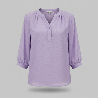 Patchwork Damebluse med Krave | Løs Pasform i Silkeblødt Stof