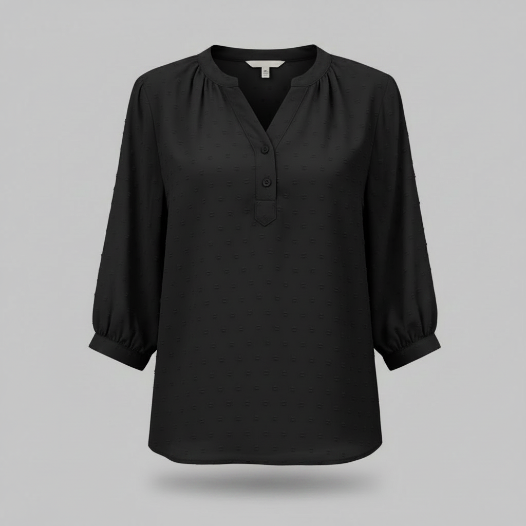 Patchwork Damebluse med Krave | Løs Pasform i Silkeblødt Stof