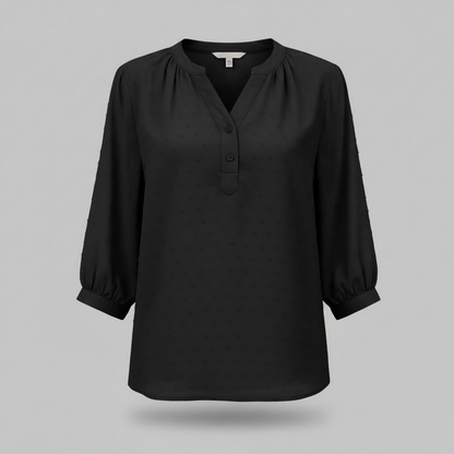 Patchwork Damebluse med Krave | Løs Pasform i Silkeblødt Stof
