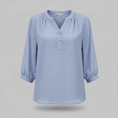 Patchwork Damebluse med Krave | Løs Pasform i Silkeblødt Stof