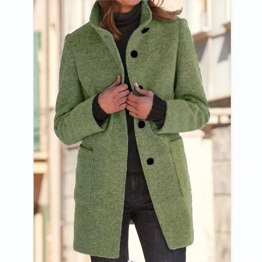 Solene | Women's Wool Retro Camel Coat Stand Collar for Fall Festival