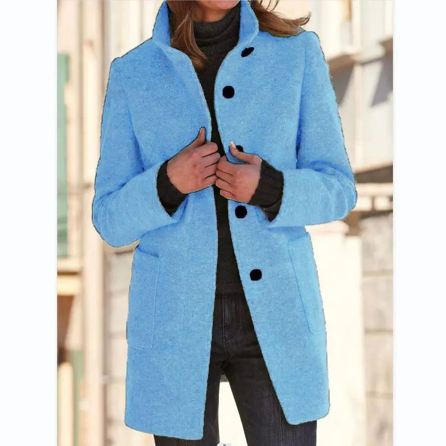 Solene | Women's Wool Retro Camel Coat Stand Collar for Fall Festival