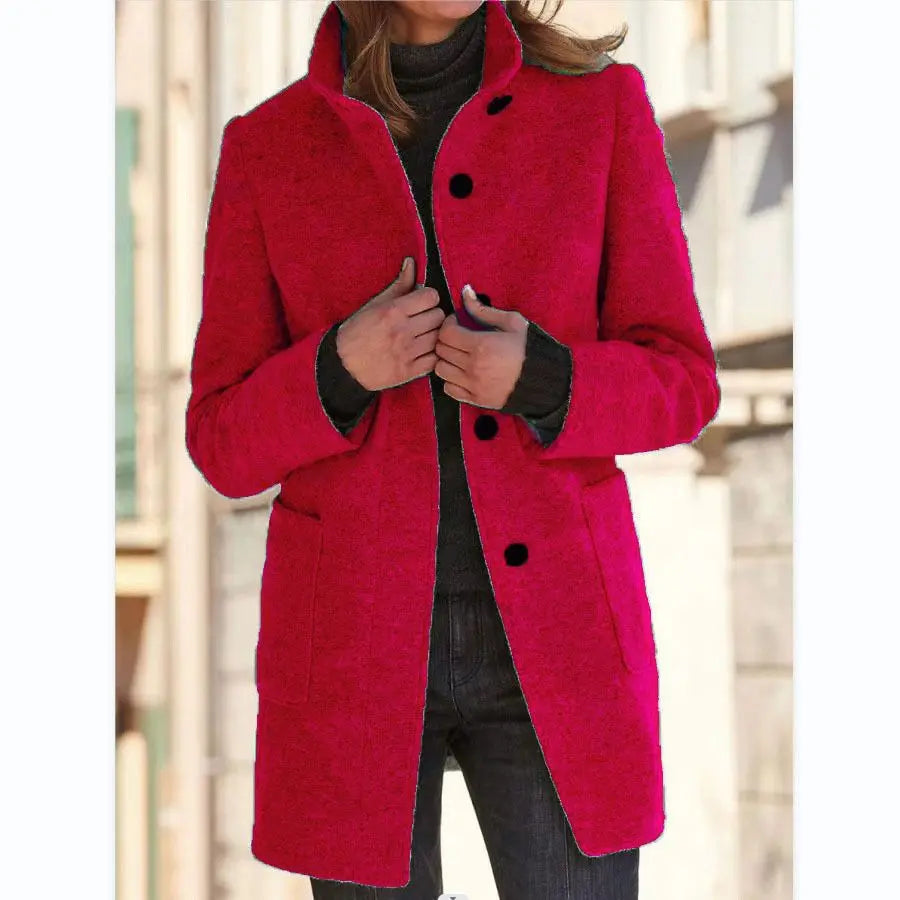 Solene | Women's Wool Retro Camel Coat Stand Collar for Fall Festival