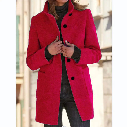 Solene | Women's Wool Retro Camel Coat Stand Collar for Fall Festival