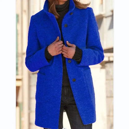 Solene | Women's Wool Retro Camel Coat Stand Collar for Fall Festival