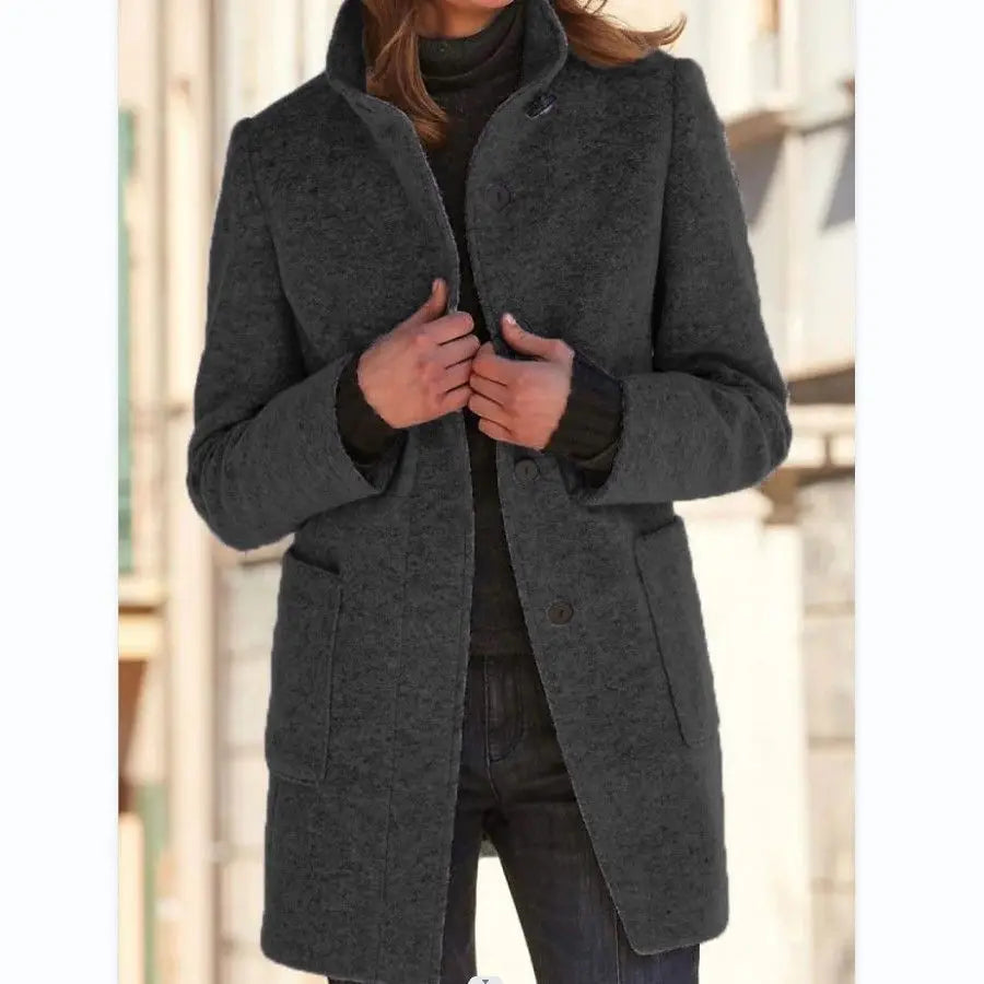 Solene | Women's Wool Retro Camel Coat Stand Collar for Fall Festival