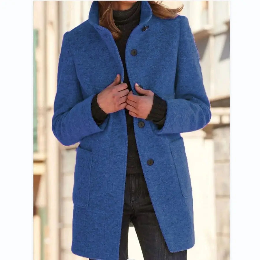 Solene | Women's Wool Retro Camel Coat Stand Collar for Fall Festival