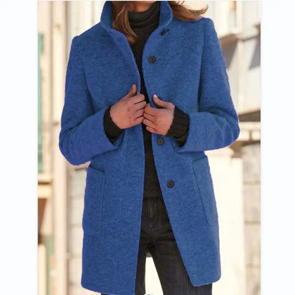 Solene | Women's Wool Retro Camel Coat Stand Collar for Fall Festival