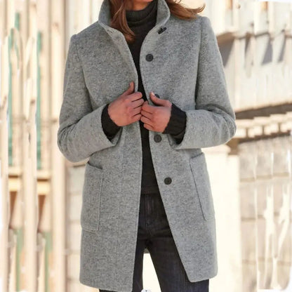 Solene | Women's Wool Retro Camel Coat Stand Collar for Fall Festival