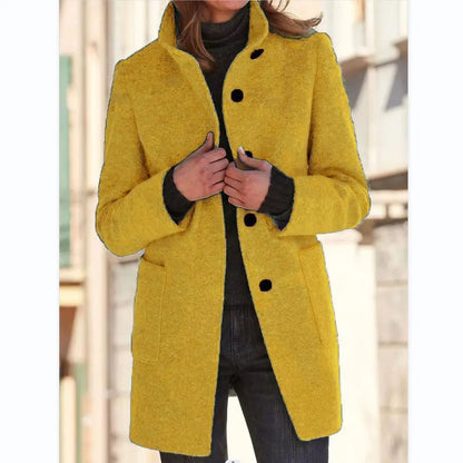 Solene | Women's Wool Retro Camel Coat Stand Collar for Fall Festival