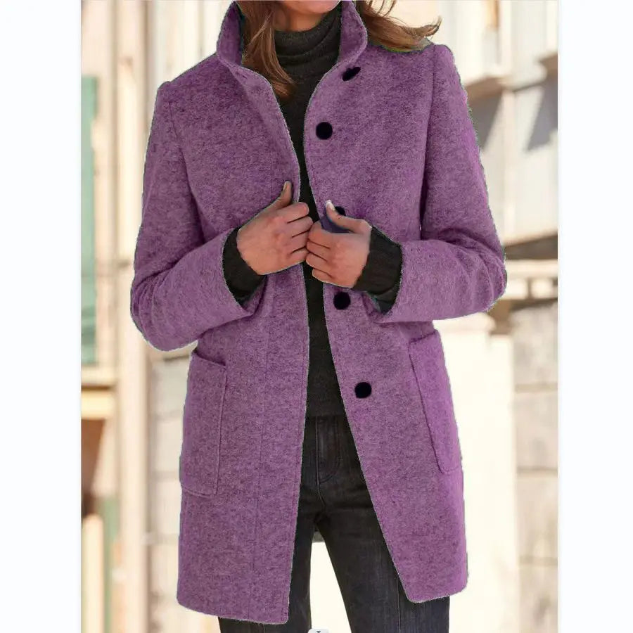 Solene | Women's Wool Retro Camel Coat Stand Collar for Fall Festival