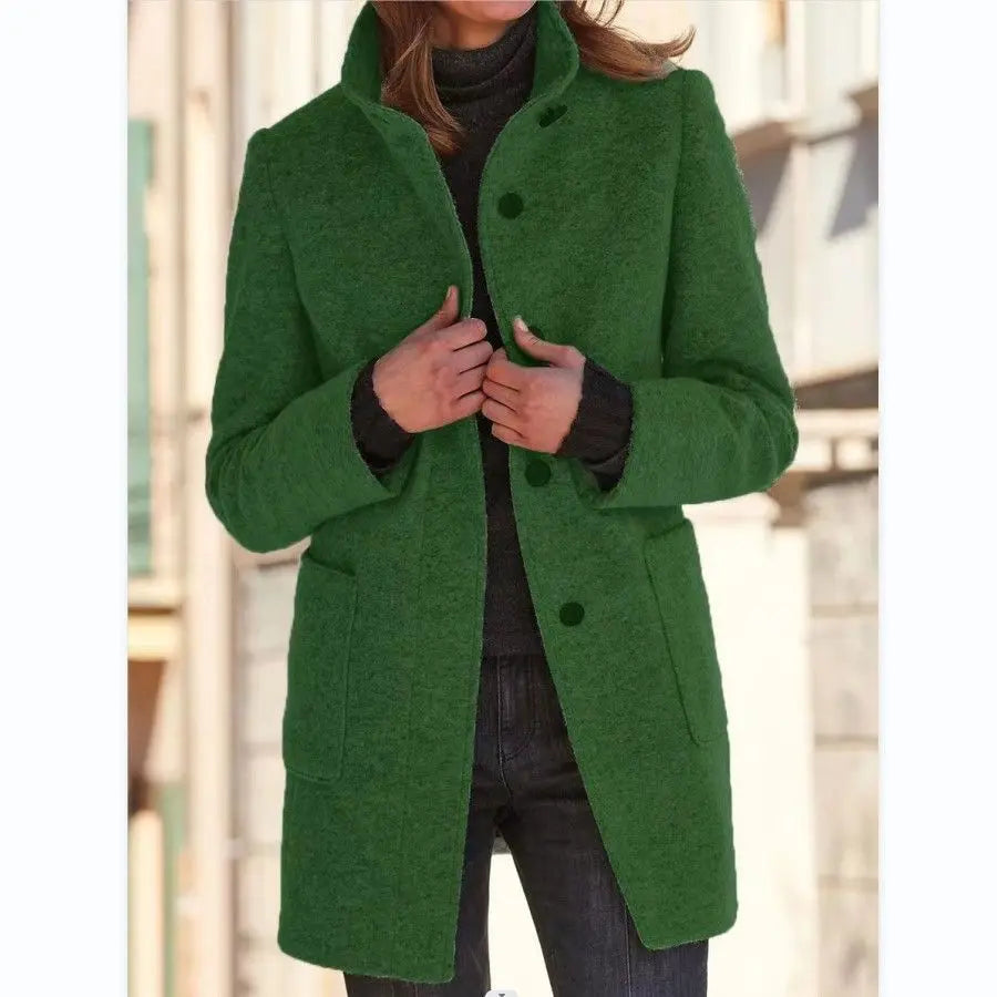 Solene | Women's Wool Retro Camel Coat Stand Collar for Fall Festival