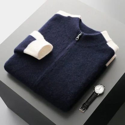 Portofino | Men's Cashmere Zip Cardigan with Contrast Trim for Gala