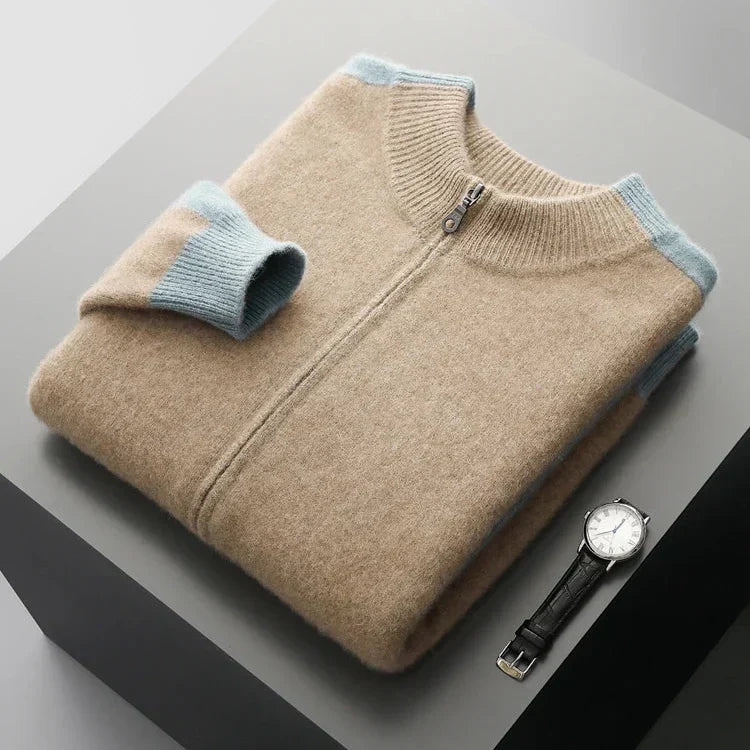 Portofino | Men's Cashmere Zip Cardigan with Contrast Trim for Gala